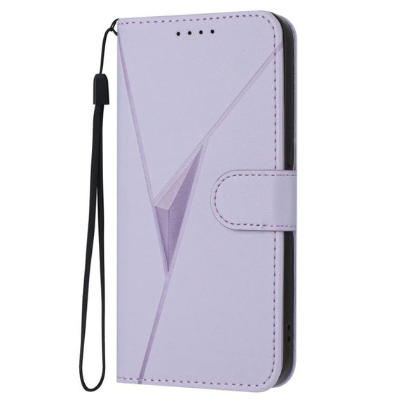 For iPhone 17 Triangle Pattern Buckle Clasp Leather Phone Case(Light Purple)