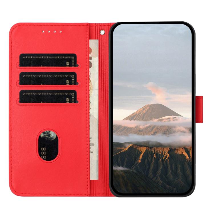For iPhone 17 Air Triangle Pattern Buckle Clasp Leather Phone Case(Red)