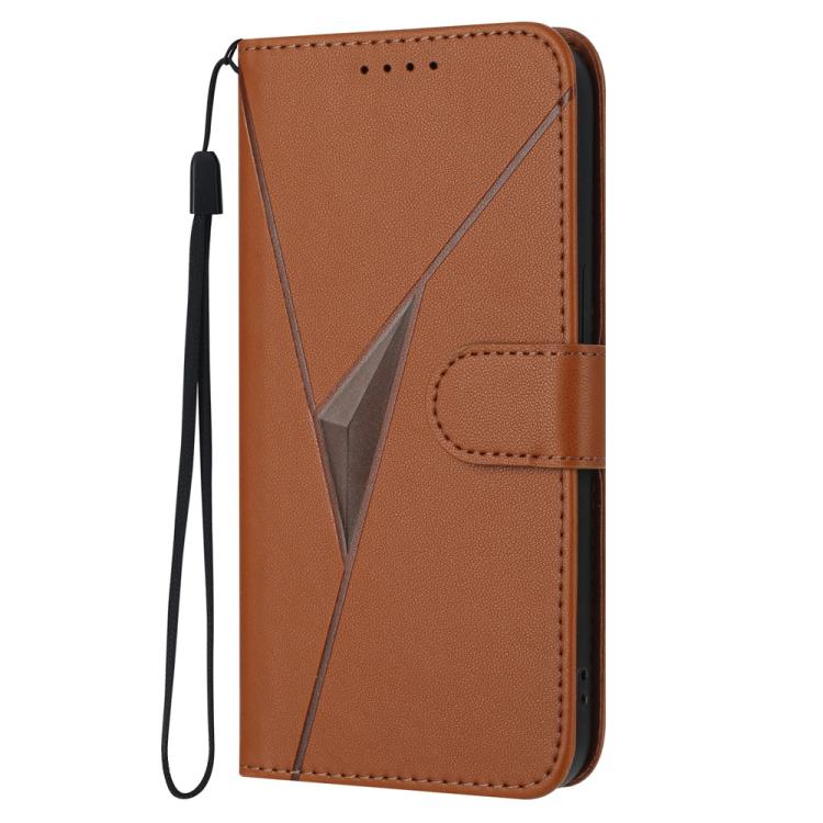 For iPhone 17 Air Triangle Pattern Buckle Clasp Leather Phone Case(Brown)