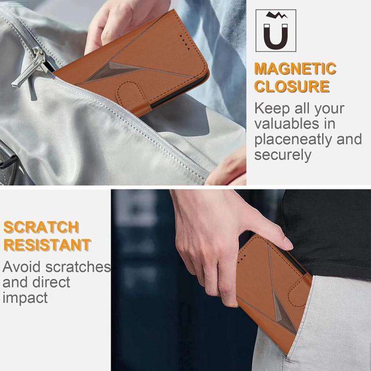 For iPhone 17 Air Triangle Pattern Buckle Clasp Leather Phone Case(Brown)