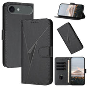For iPhone 17 Air Triangle Pattern Buckle Clasp Leather Phone Case(Black)