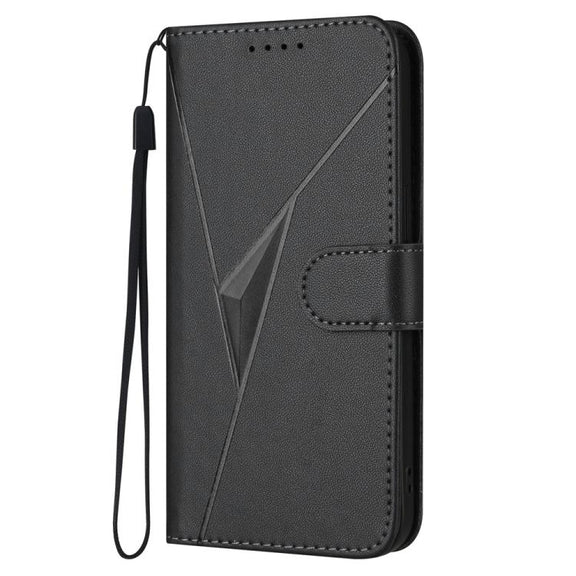 For iPhone 17 Air Triangle Pattern Buckle Clasp Leather Phone Case(Black)