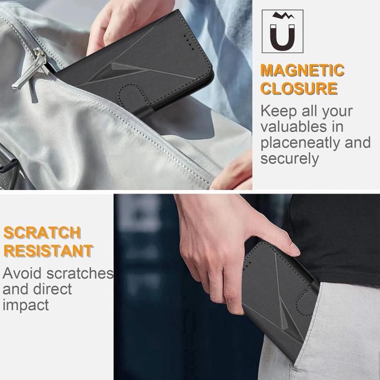 For iPhone 17 Air Triangle Pattern Buckle Clasp Leather Phone Case(Black)