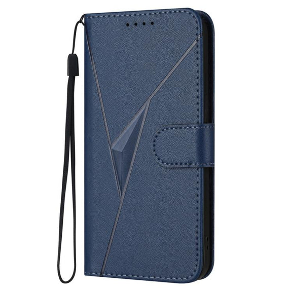 For iPhone 17 Air Triangle Pattern Buckle Clasp Leather Phone Case(Royal Blue)