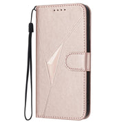 For iPhone 17 Air Triangle Pattern Buckle Clasp Leather Phone Case(Rose Gold)