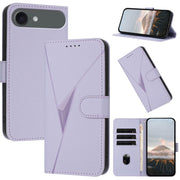For iPhone 17 Air Triangle Pattern Buckle Clasp Leather Phone Case(Light Purple)