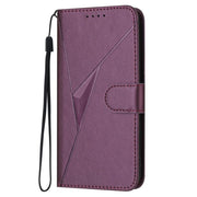 For iPhone 17 Pro Max Triangle Pattern Buckle Clasp Leather Phone Case(Dark Purple)