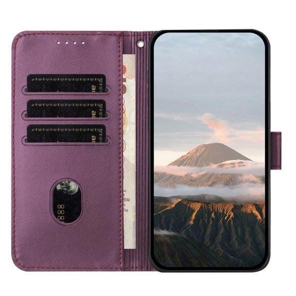 For iPhone 17 Pro Max Triangle Pattern Buckle Clasp Leather Phone Case(Dark Purple)