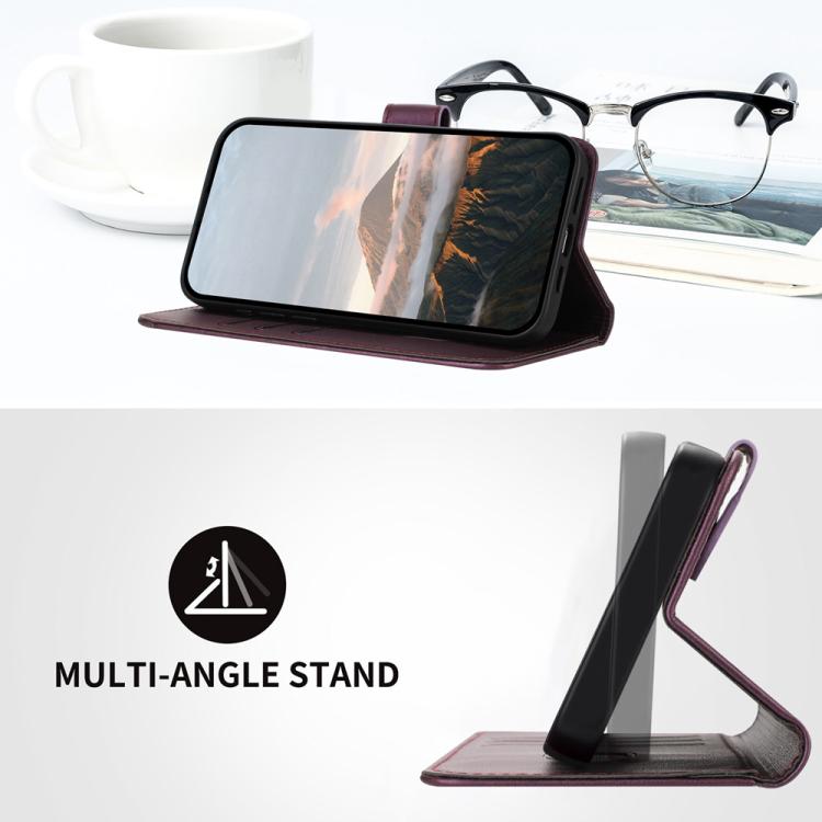 For iPhone 17 Pro Max Triangle Pattern Buckle Clasp Leather Phone Case(Dark Purple)