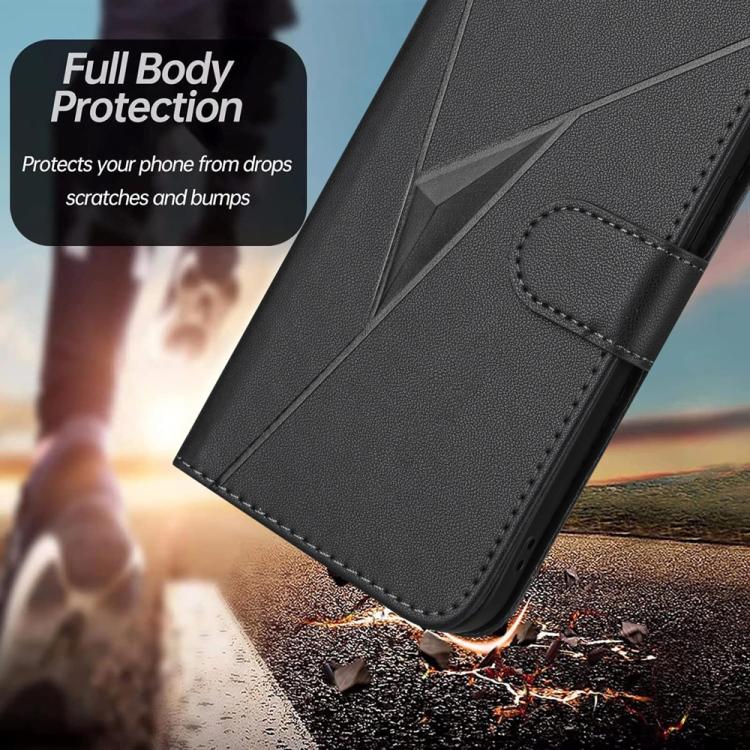 For iPhone 17 Pro Max Triangle Pattern Buckle Clasp Leather Phone Case(Black)