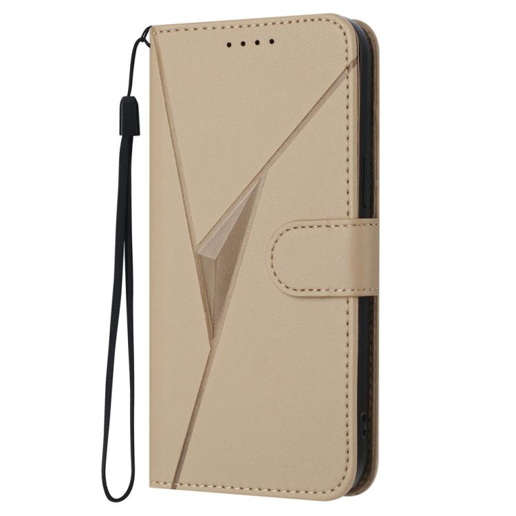 For iPhone 17 Pro Max Triangle Pattern Buckle Clasp Leather Phone Case(Gold)