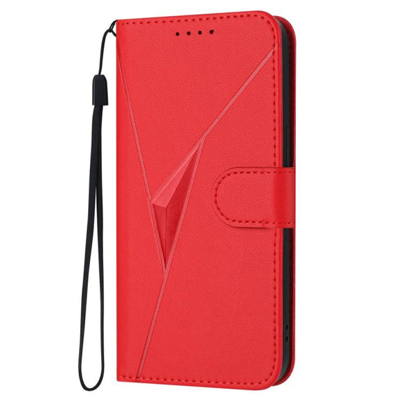 For iPhone 17 Pro Triangle Pattern Buckle Clasp Leather Phone Case(Red)
