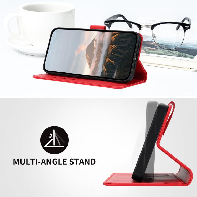 For iPhone 17 Pro Triangle Pattern Buckle Clasp Leather Phone Case(Red)