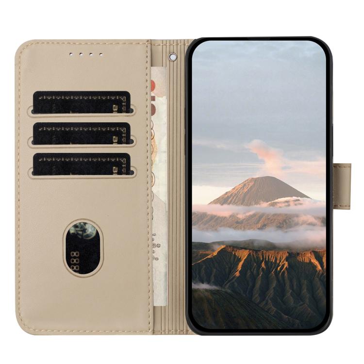 For iPhone 17 Pro Triangle Pattern Buckle Clasp Leather Phone Case(Gold)