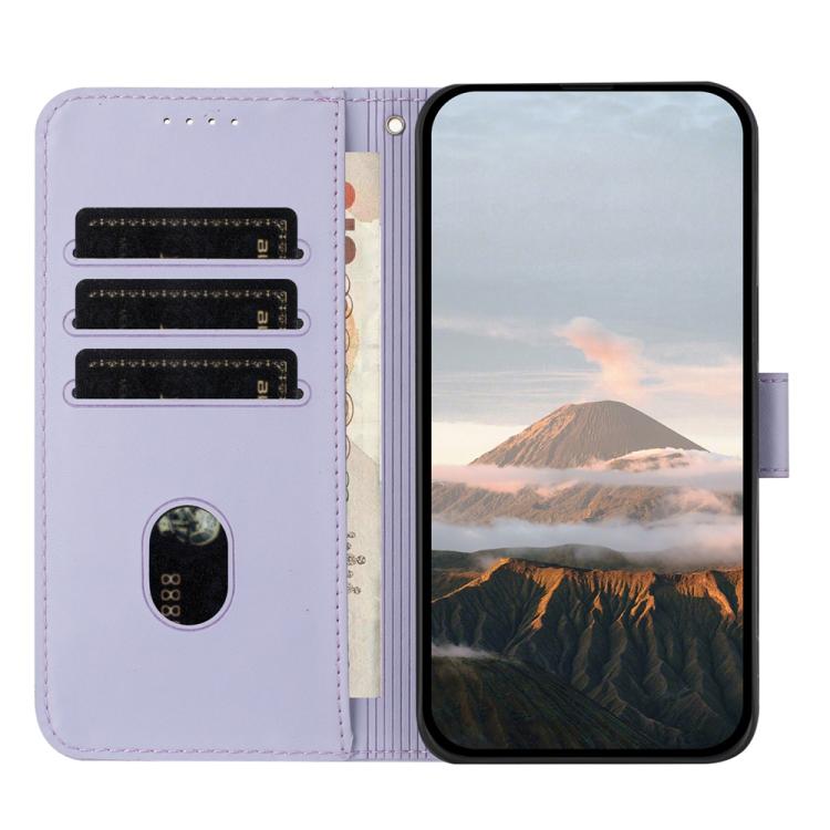 For iPhone 17 Pro Triangle Pattern Buckle Clasp Leather Phone Case(Light Purple)
