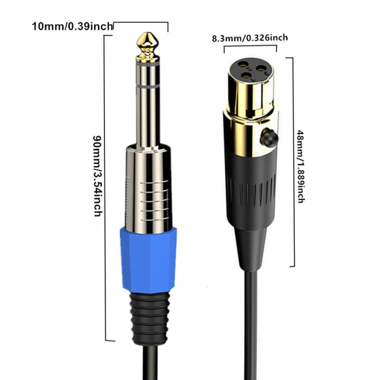 Mini 3 Pin XLR to 6.35mm Stereo Microphone Aux Audio Cable Coiled Adapter Cable, Length: 0.5m(Black)