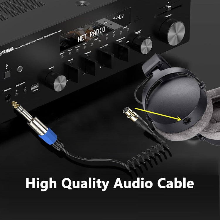 Mini 4 Pin XLR to 6.35mm Stereo Microphone Aux Audio Cable Coiled Adapter Cable, Length: 0.5m(Black)