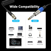 Mini 4 Pin XLR to 6.35mm Stereo Microphone Aux Audio Cable Coiled Adapter Cable, Length: 0.5m(Black)