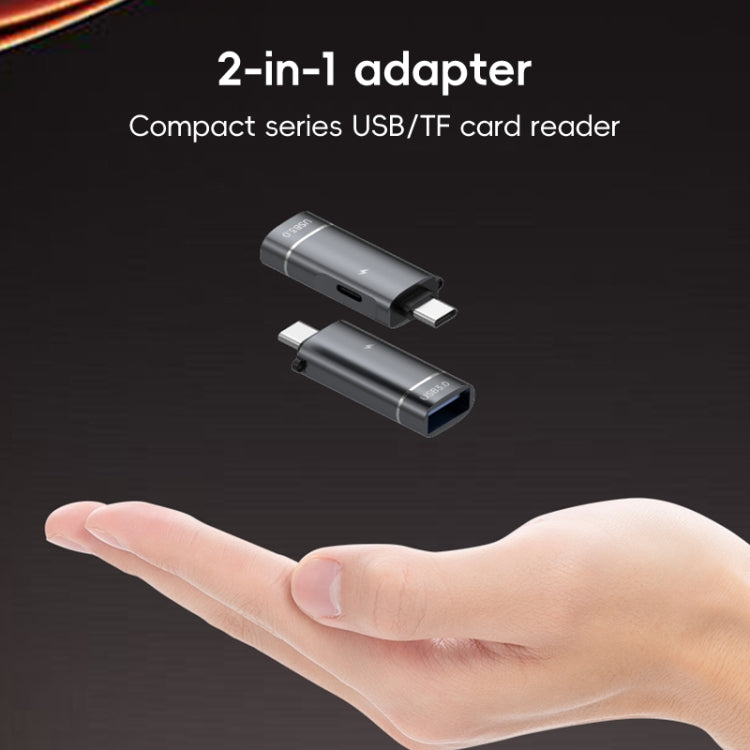 2 in 1 Type-C to USB and Type-C Charging OTG Adapter(Grey)