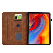 For Samsung Galaxy Tab S9 Flowers and Bird Embossed Smart Leather Tablet Case(Brown)