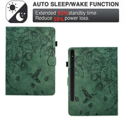 For Samsung Galaxy Tab S9 Flowers and Bird Embossed Smart Leather Tablet Case(Green)