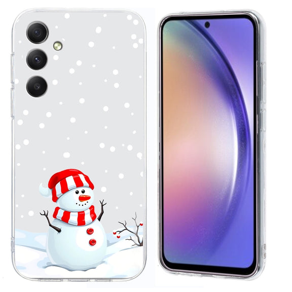 For Samsung Galaxy S25 5G Christmas Painted Pattern TPU Transparent Phone Case(Snowman)