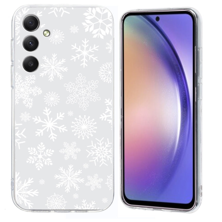For Samsung Galaxy S25 5G Christmas Painted Pattern TPU Transparent Phone Case(Snowflakes)