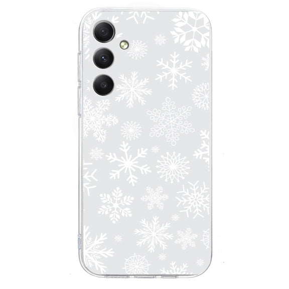 For Samsung Galaxy S25 5G Christmas Painted Pattern TPU Transparent Phone Case(Snowflakes)