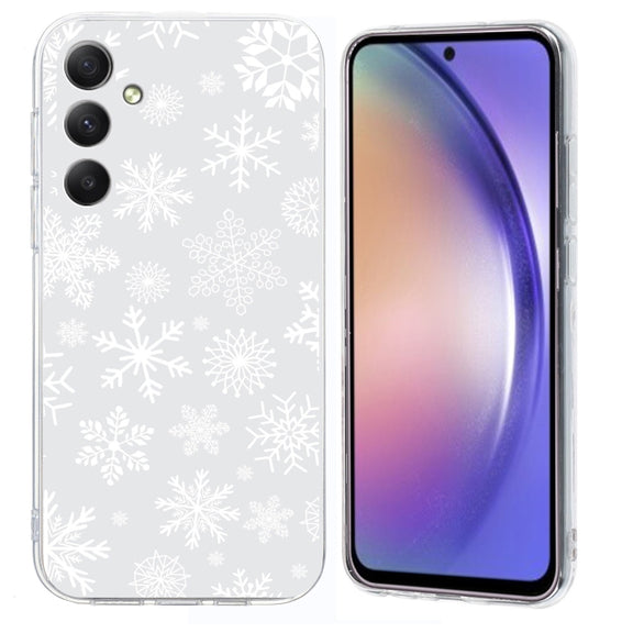 For Samsung Galaxy S25 5G Christmas Painted Pattern TPU Transparent Phone Case(Snowflakes)