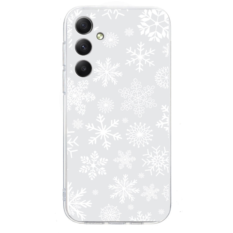 For Samsung Galaxy S25+ 5G Christmas Painted Pattern TPU Transparent Phone Case(Snowflakes)