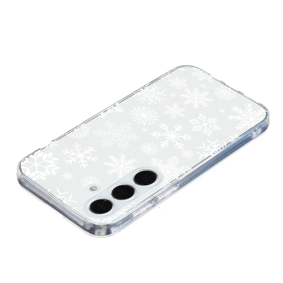 For Samsung Galaxy S25+ 5G Christmas Painted Pattern TPU Transparent Phone Case(Snowflakes)