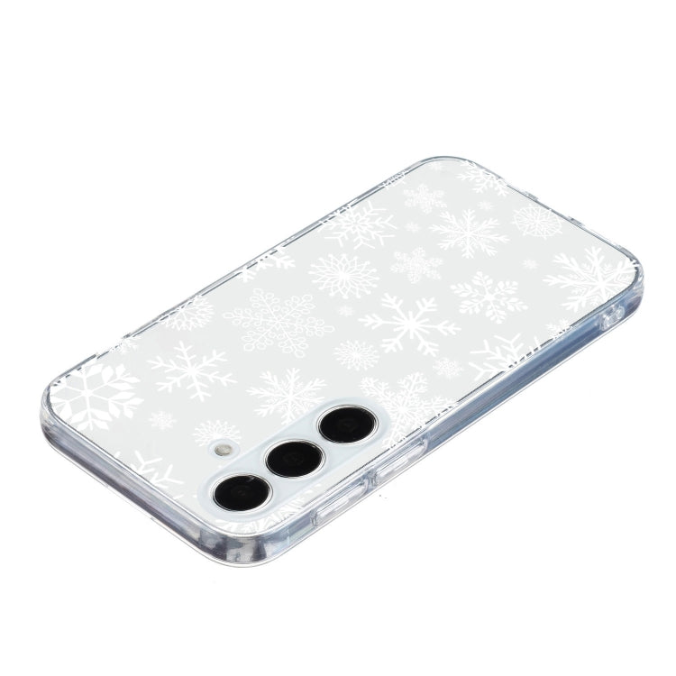 For Samsung Galaxy S25+ 5G Christmas Painted Pattern TPU Transparent Phone Case(Snowflakes)