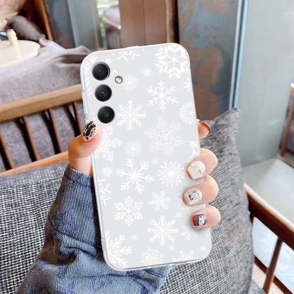 For Samsung Galaxy S25+ 5G Christmas Painted Pattern TPU Transparent Phone Case(Snowflakes)
