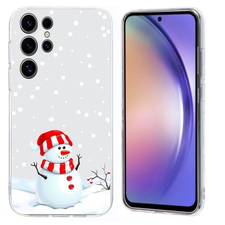 For Samsung Galaxy S25 Ultra 5G Christmas Painted Pattern TPU Transparent Phone Case(Snowman)