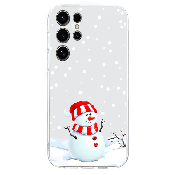 For Samsung Galaxy S25 Ultra 5G Christmas Painted Pattern TPU Transparent Phone Case(Snowman)
