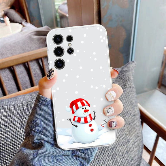 For Samsung Galaxy S25 Ultra 5G Christmas Painted Pattern TPU Transparent Phone Case(Snowman)