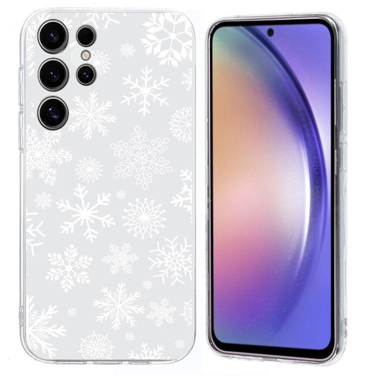 For Samsung Galaxy S25 Ultra 5G Christmas Painted Pattern TPU Transparent Phone Case(Snowflakes)