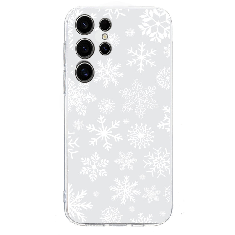 For Samsung Galaxy S25 Ultra 5G Christmas Painted Pattern TPU Transparent Phone Case(Snowflakes)