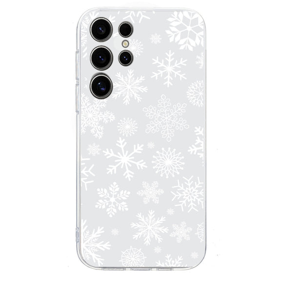 For Samsung Galaxy S25 Ultra 5G Christmas Painted Pattern TPU Transparent Phone Case(Snowflakes)