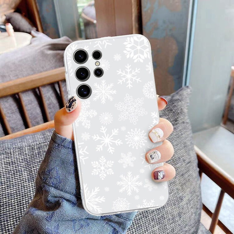 For Samsung Galaxy S25 Ultra 5G Christmas Painted Pattern TPU Transparent Phone Case(Snowflakes)