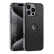 For iPhone 16 Pro GKK Plating Leather Wave MagSafe Phone Case(Carbon Fiber) - free shipping - PMC Jewellery - Order now!