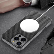 For iPhone 16 Pro Max GKK Plating Leather Wave MagSafe Phone Case(Grey)