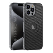 For iPhone 16 Pro Max GKK Plating Leather Wave MagSafe Phone Case(Carbon Fiber)