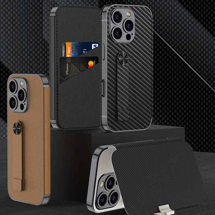 For iPhone 16 Pro Max GKK Plating Phantom Flip Leather MagSafe Phone Case(Brown)