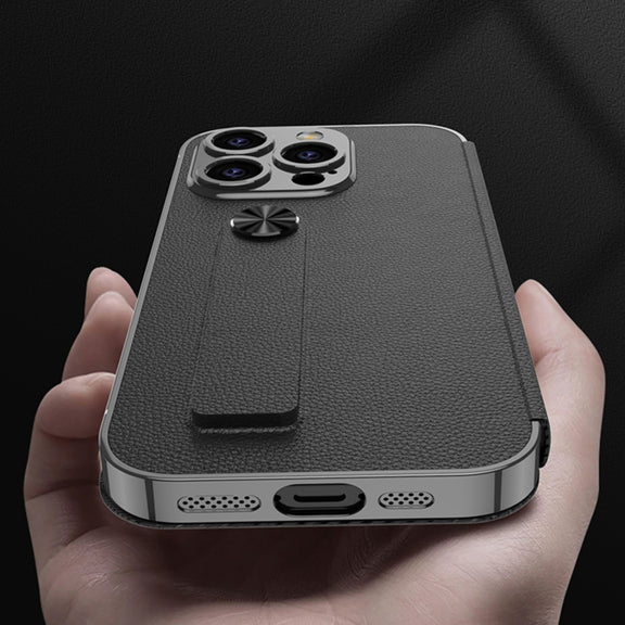 For iPhone 16 Pro Max GKK Plating Phantom Flip Leather MagSafe Phone Case(Brown)