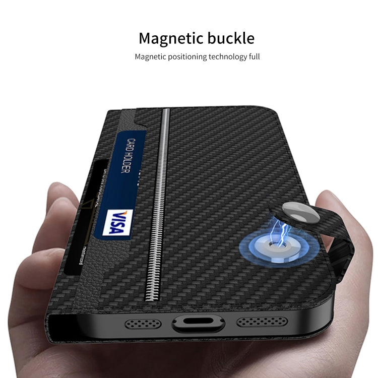 For iPhone 16 Pro Max GKK Detachable Flip Leather MagSafe Phone Case(Carbon Fiber)