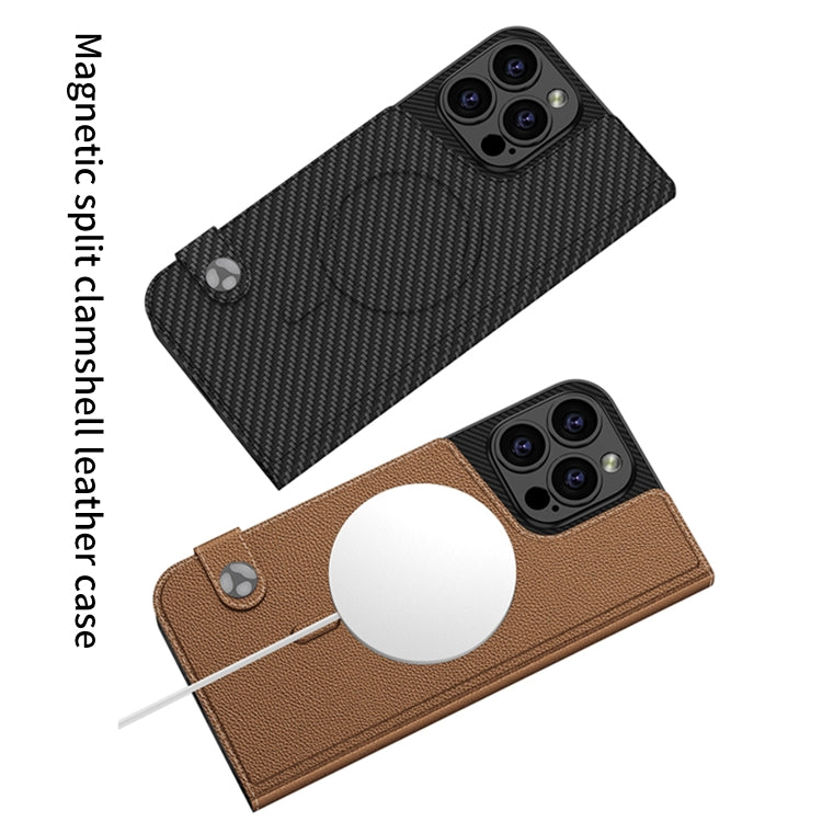 For iPhone 16 Pro Max GKK Detachable Flip Leather MagSafe Phone Case(Carbon Fiber)