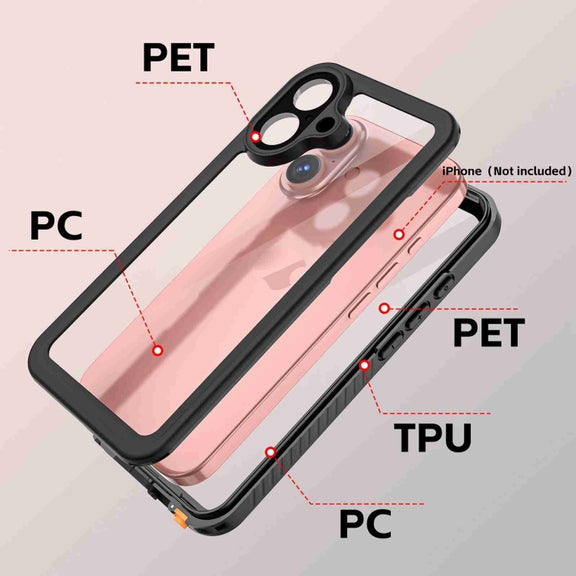 For iPhone 16 RedPepper IP68 Water-resistant Triple-proof Phone Case(Black)