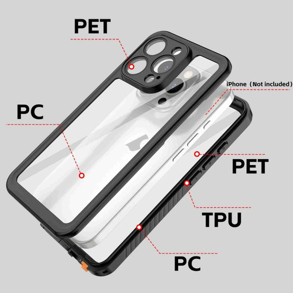 For iPhone 16 Pro Max RedPepper IP68 Water-resistant Triple-proof Phone Case(Black)
