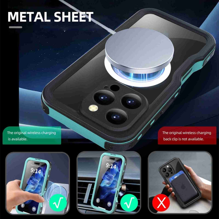 For iPhone 16 Pro Max RedPepper IP68 Water-resistant Triple-proof MagSafe Phone Case(Black Blue)